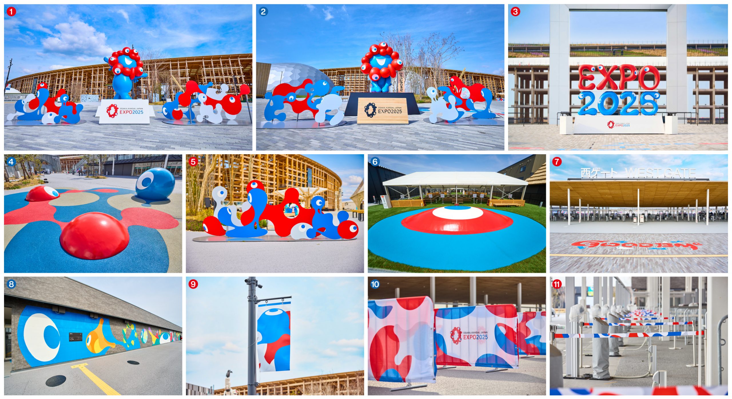 大阪・関西万博の会場にミャクミャクモニュメント像などの装飾や