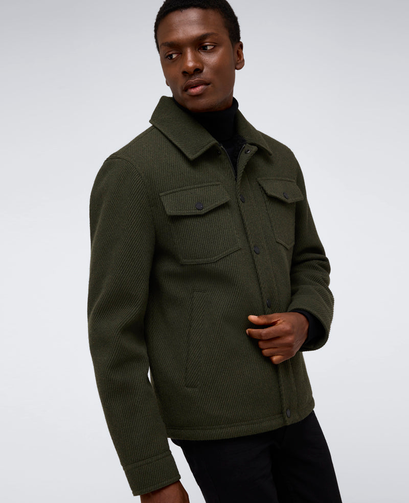Heavyweight Twill Trucker Jacket – Olive | Kenneth Cole