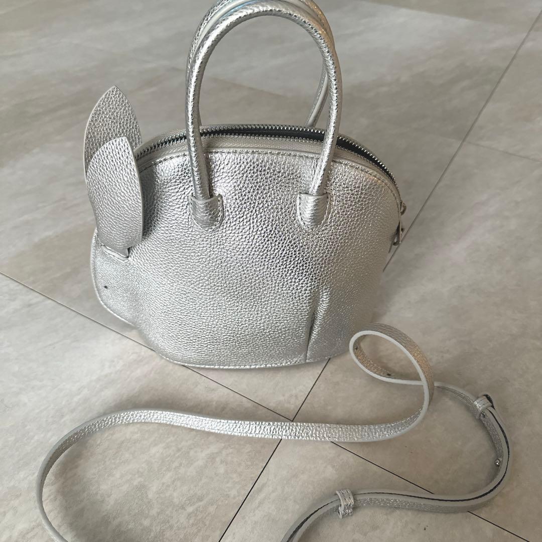 エルドット　うさぎ　レザー　シルバー Usagi leather handle bag🐇 #whatsinmybag ハンドルバッグとしても